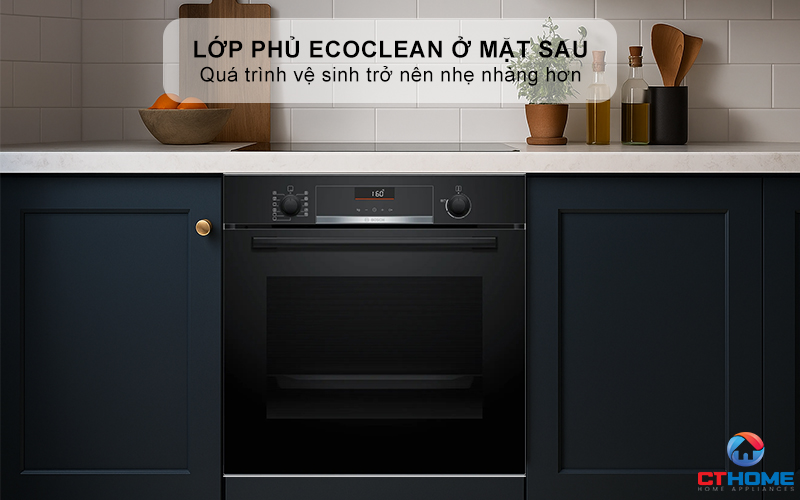 Lớp phủ EcoClean ở mặt sau giúp lau dầu mỡ dễ dàng