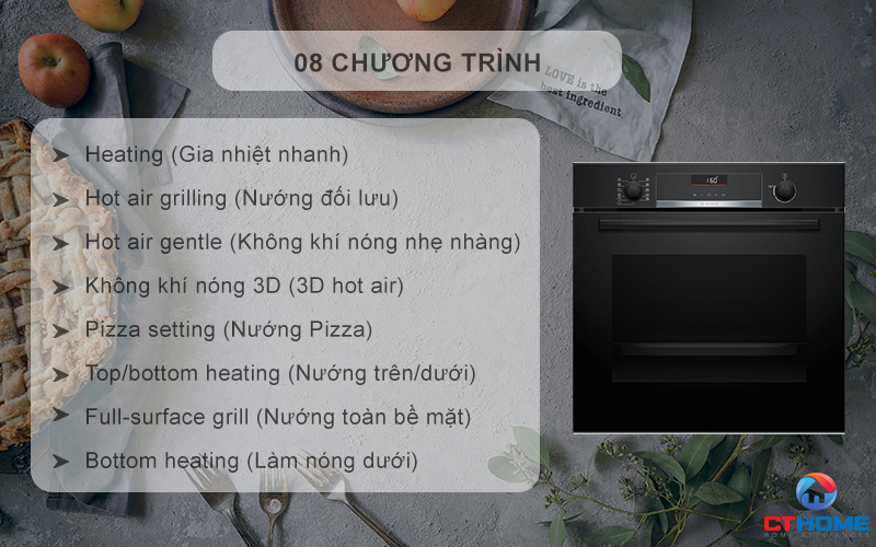 8 chương trình nấu, nướng tự động
