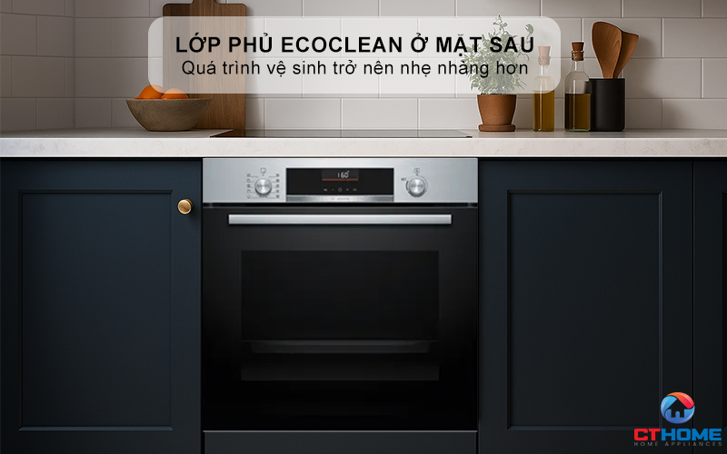 Lớp phủ EcoClean ở mặt sau giúp lau dầu mỡ dễ dàng