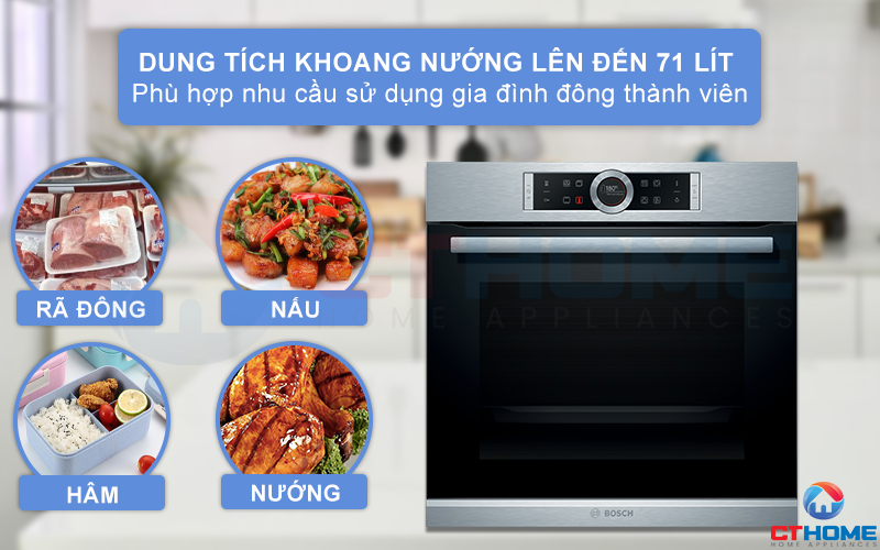 LÒ NƯỚNG ÂM TỦ BOSCH HBG635NS1 SERIE 8 THÉP KHÔNG GỈ 3