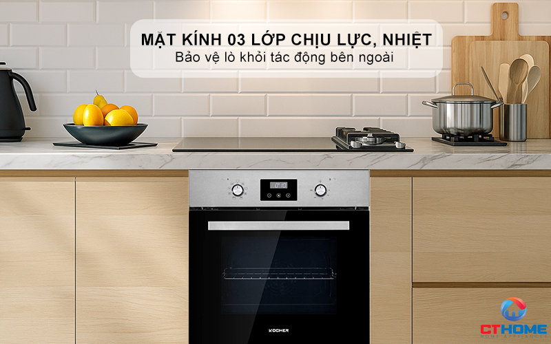 Mặt kính 03 lớp chịu lực, chịu nhiệt sang trọng