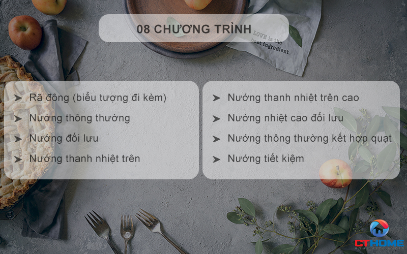08 chương trình nấu, nướng tự động