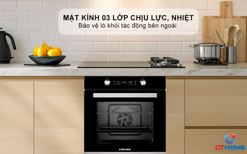 Mặt kính 03 lớp chịu lực, chịu nhiệt sang trọng
