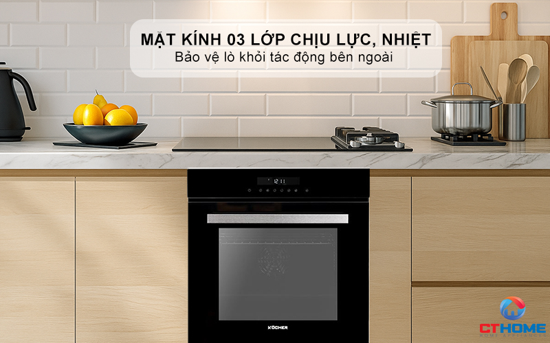 Mặt kính 03 lớp chịu lực, chịu nhiệt sang trọng