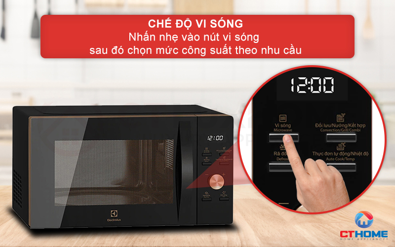 Chế độ vi sóng trên lò vi sóng có nướng Electrolux EMC25D59EB