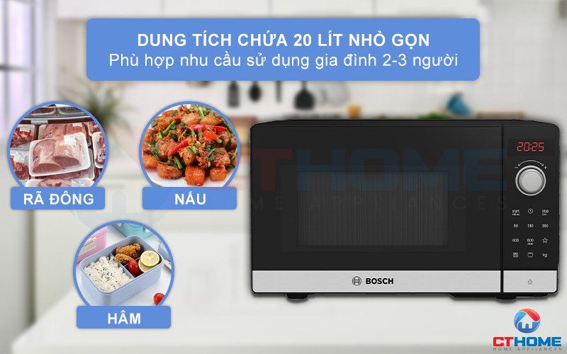  LÒ VI SÓNG ĐỘC LẬP BOSCH FEL023MS2 SERIE 2 20 LÍT AUTOPILOT 8 3