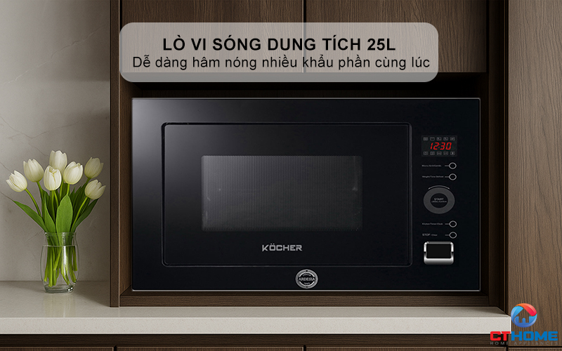 Lò vi sóng dung tích 25L thoải mái sử dụng