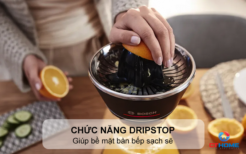Chức năng DripStop giúp bề mặt bàn bếp sạch sẽ