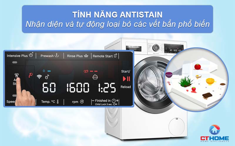 Tính năng AntiStain giúp nhận diện và loại bỏ những vết bẩn phổ biến