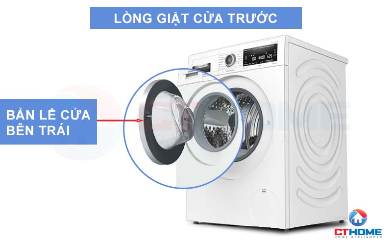 Lồng máy với thiết kế cửa trước, bản lề trái cho góc mở tối đa 171 độ C