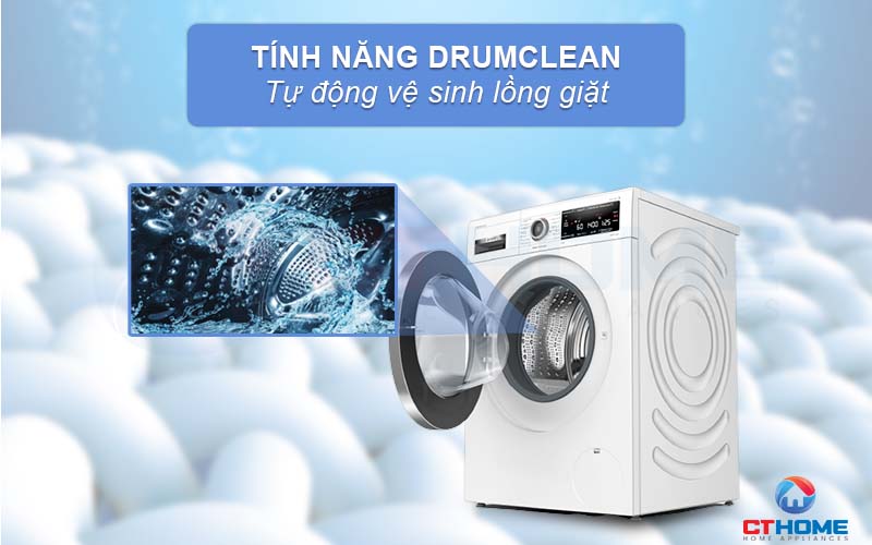 Kích hoạt Drum Clean để tự động vệ sinh sạch sẽ lồng giặt