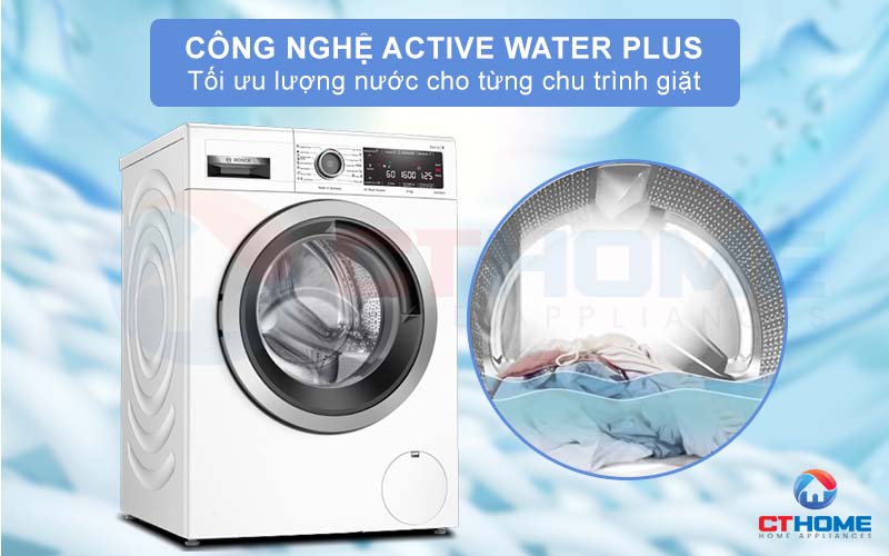 Với công nghệ ActiveWater giúp tối ưu lượng nước phù hợp cho quá trình giặt