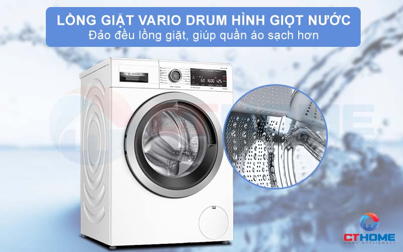 Lồng giặt hình giọt nước VarioDrum phân phối nước giặt đồng đều hơn