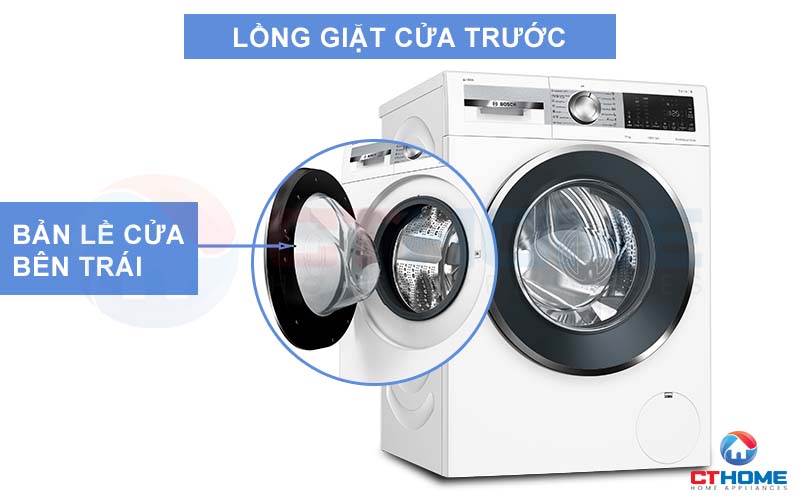 Lồng máy thiết kế với cửa trước, bản lề trái cho góc mở tối đa 165 độ