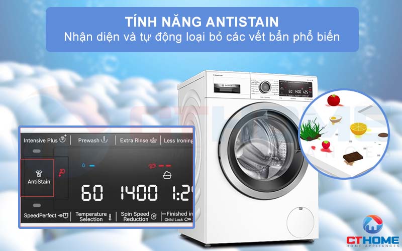 Tính năng AntiStain giúp nhận diện và loại bỏ những vết bẩn phổ biến