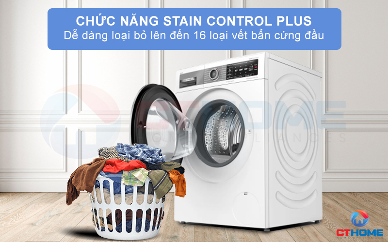 Chức năng Stain Control Plus thông minh, có thể dễ dàng loại bỏ tới 16 vết bẩn cứng đầu nhất