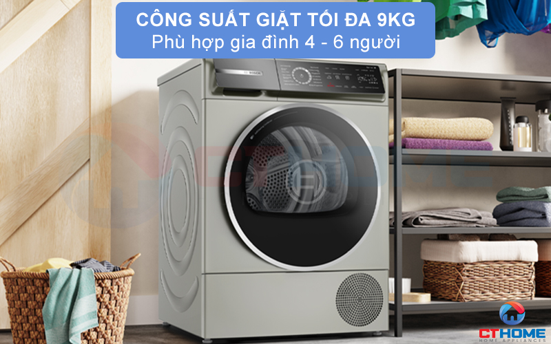 MÁY SẤY BƠM NHIỆT BOSCH SERIE 8 WQB246CX0 9KG MÀU BẠC  4