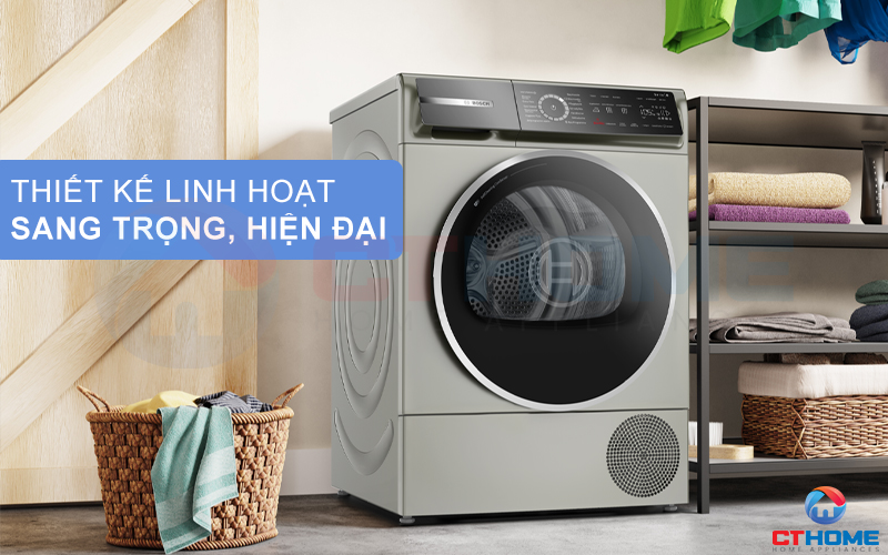 MÁY SẤY BƠM NHIỆT BOSCH SERIE 8 WQB246CX0 9KG MÀU BẠC  1