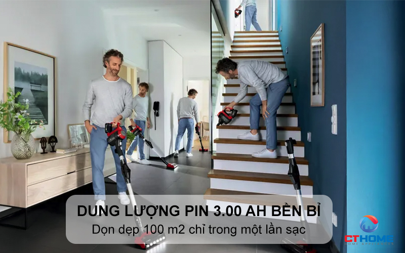 Dọn dẹp bề mặt có diện tích lên tới 100 m2 chỉ trong một lần sạc