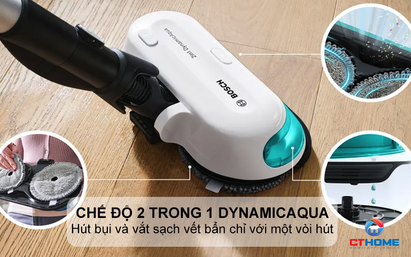 Chế độ 2 trong 1 DynamicAqua - hút bụi và vắt sạch vết bẩn