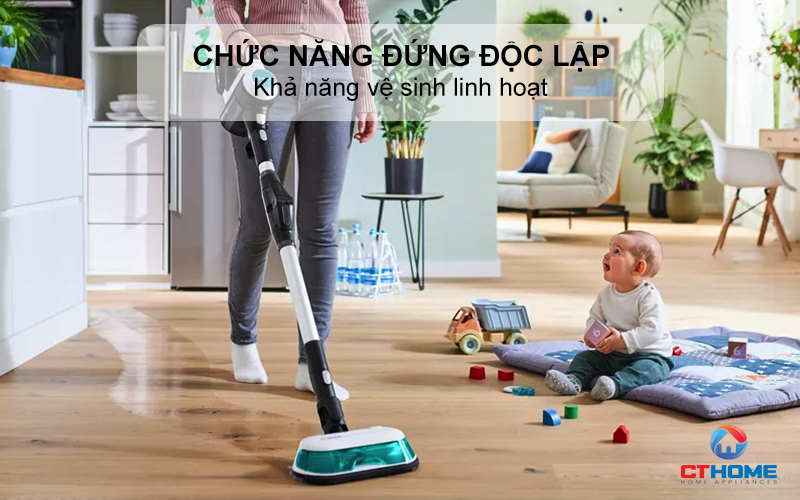 Khả năng vệ sinh linh hoạt nhờ chức năng đứng độc lập
