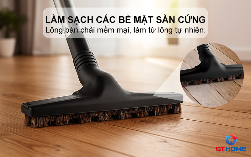 Làm sạch bề mặt sàn gỗ bằng đầu hút riêng biệt