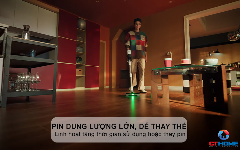 Pin dung lượng lớn, dễ tháo rời, thay thế