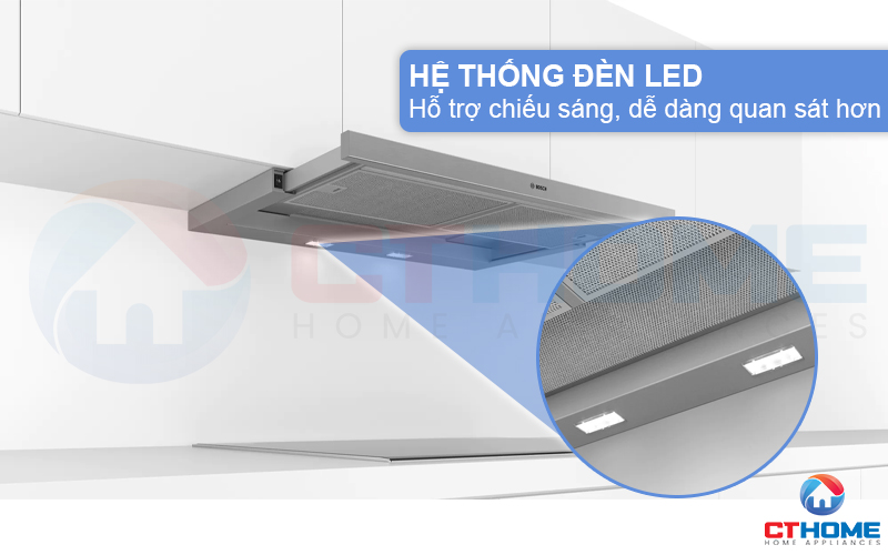 Máy hút mùi âm tủ bosch DFM094W53 có 2 đèn LED 