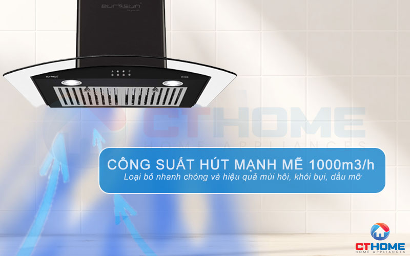 Công suất hút mạnh mẽ 1000m3/h, loại bỏ khói bụi và mùi hôi hiệu quả