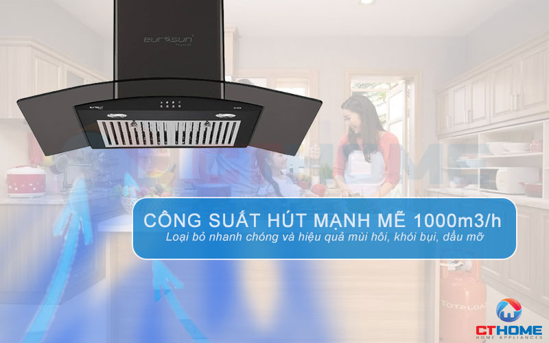 Công suất hút mạnh mẽ 1000m3/h, loại bỏ khói bụi và mùi hôi hiệu quả