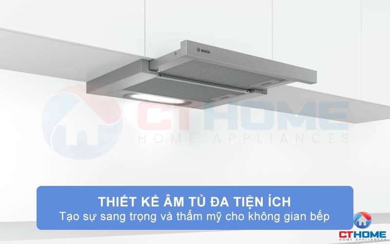 Máy hút mùi âm tủ Bosch DFT63AC50 seri 4 là dòng máy sang trọng có thiết kế tiện lợi để lắp vào kệ tủ nhà bếp