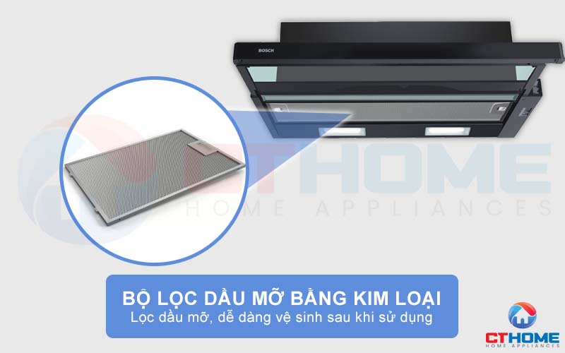 Đảm bảo hiệu suất hút tối đa nhờ bộ lọc dầu mỡ bằng kim loại