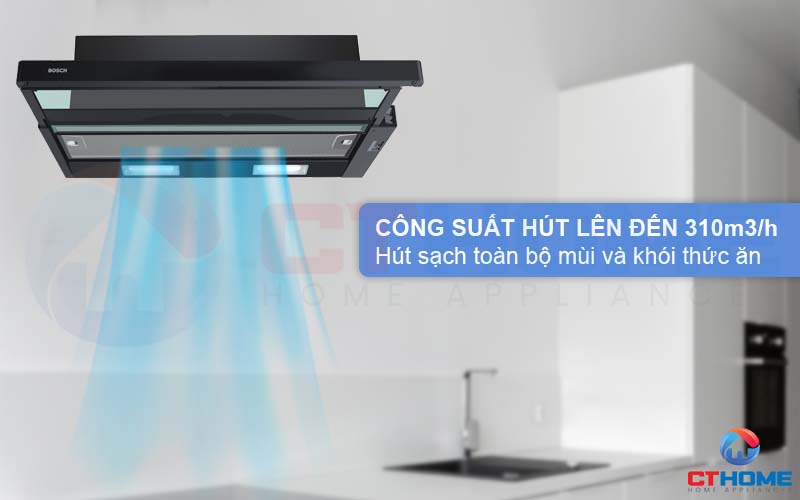 Công suất hút 310 m3/h hút sạch khói và mùi thức ăn, trả lại không khí tươi mát