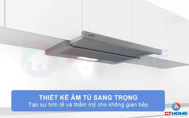 Thiết kế âm tủ nhỏ gọn sang trọng, tạo điểm nhấn cho không gian bếp