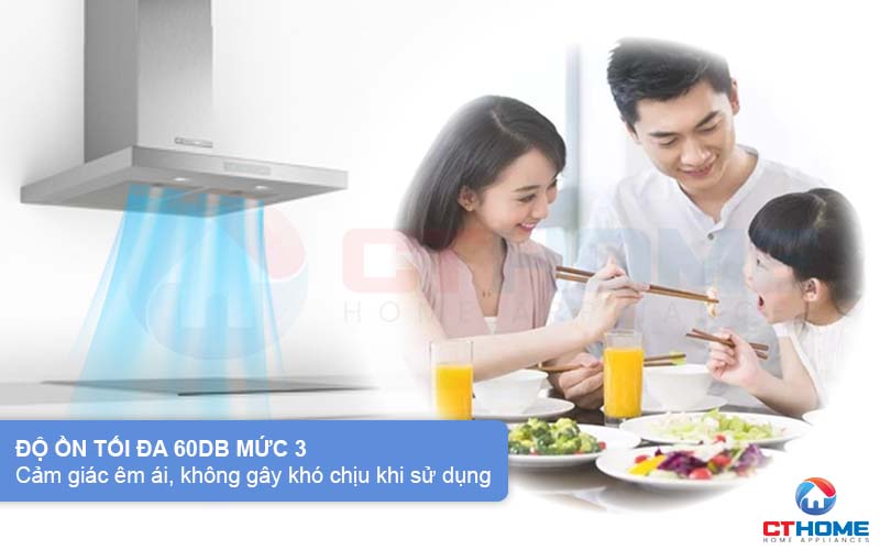 Độ ồn ở ngưỡng 60dB tạo sự êm ái, không quá khó chịu khi sử dụng