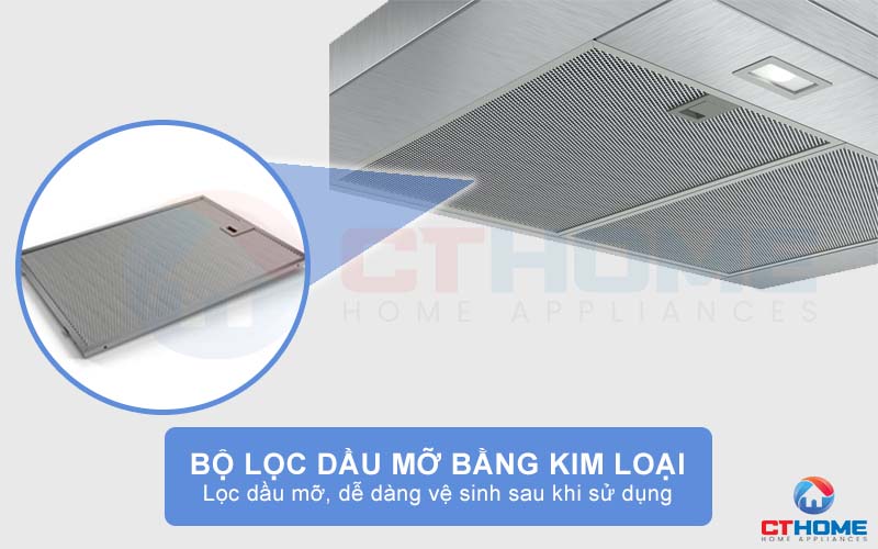 Bộ lọc dầu mỡ bằng kim loại đảm bảo hiệu suất hút luôn tối đa