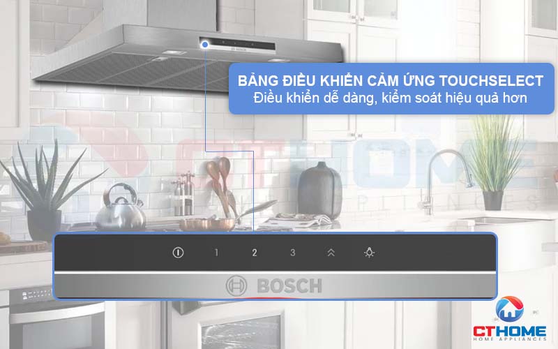 Kiểm soát máy hút mùi hiệu quả với bảng điều khiển cảm ứng TouchSelect