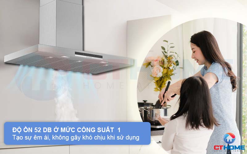 Độ ồn 52dB ở mức công suất 1 tạo cảm giác êm ái, không gây khó chịu khi dùng