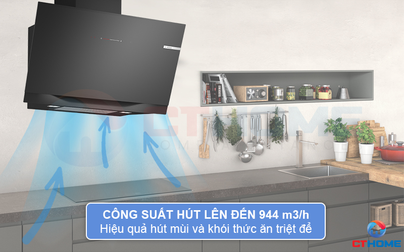 MÁY HÚT MÙI GẮN TƯỜNG BOSCH DWK91LT60 SERIE 8 NGANG 90CM MÀU ĐEN 3