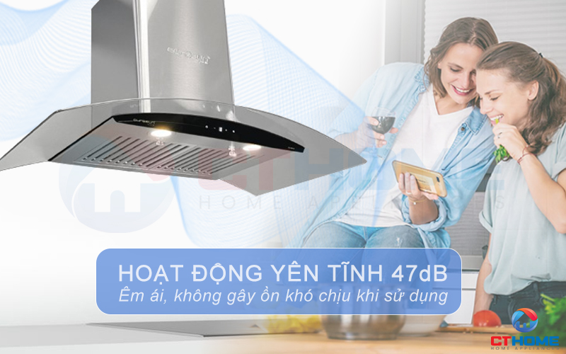 Độ ồn thấp < 47db tạo cảm giác yên tĩnh, không gây khó chịu