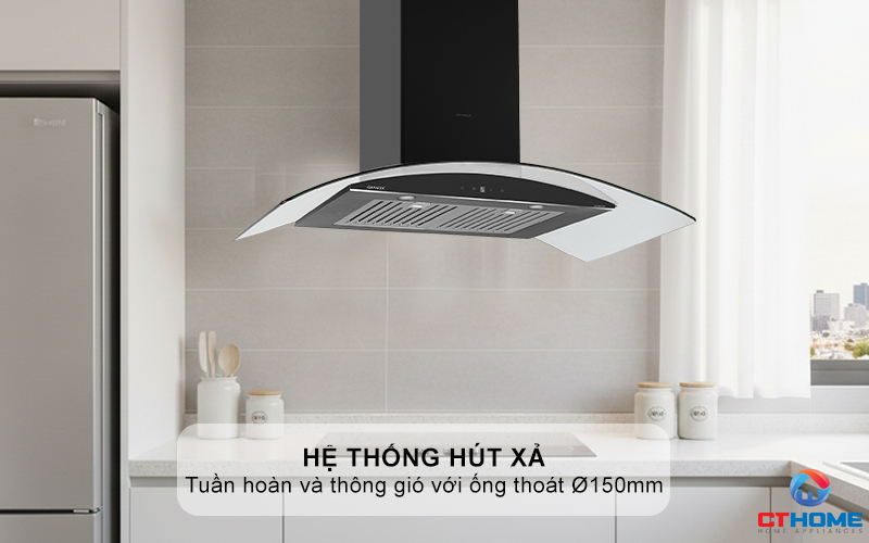 Hệ thống hút xả: Tuần hoàn và thông gió với ống thoát Ø150mm