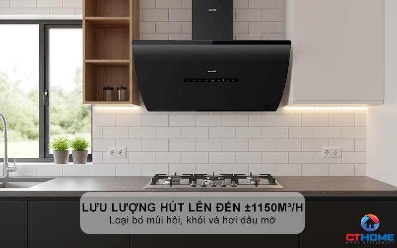 Lưu lượng hút lên đến ±1150m³/h