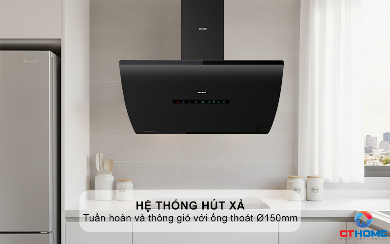 Hệ thống hút xả: Tuần hoàn và thông gió với ống thoát Ø150mm