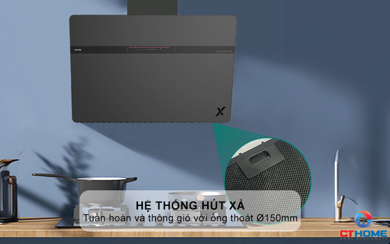 Hệ thống hút xả: Tuần hoàn và thông gió với ống thoát Ø150mm
