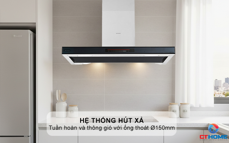Hệ thống hút xả: Tuần hoàn và thông gió với ống thoát Ø150mm