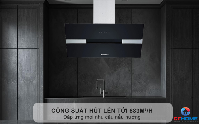 Hút mùi nhanh chóng nhờ công suất hút lên tới 683m³/h