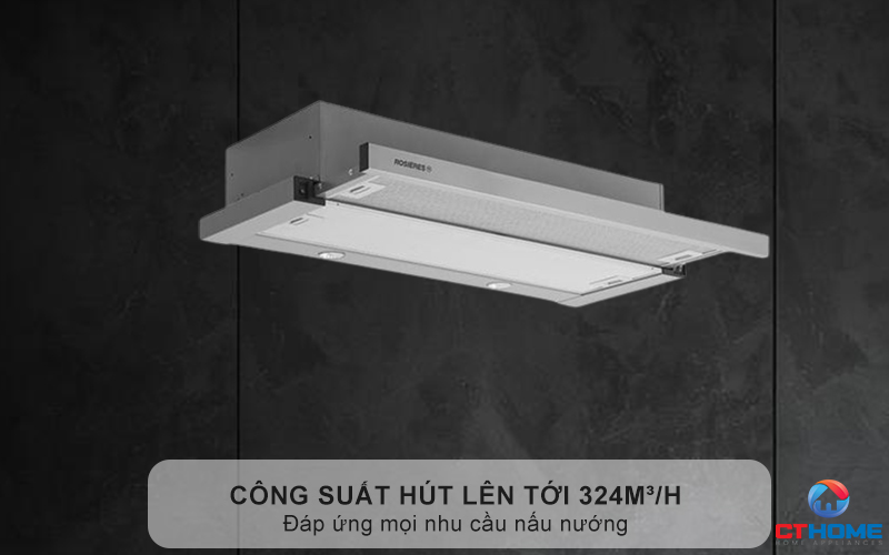 Hút mùi nhanh chóng nhờ công suất hút lên tới 324m³/h