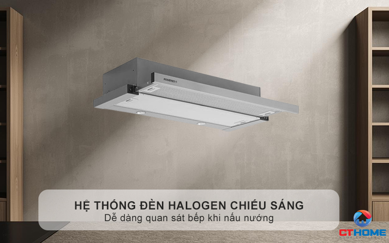 Hệ thống đèn Halogen chiếu sáng, dễ dàng quan sát bếp khi nấu nướng