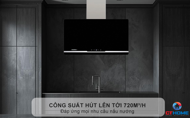 Hút mùi nhanh chóng nhờ công suất hút lên tới 720m³/h