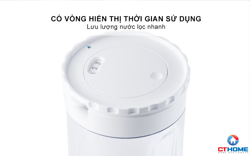 Có vòng hiển thị thời gian sử dụng bộ lọc, lưu lượng nước lọc nhanh